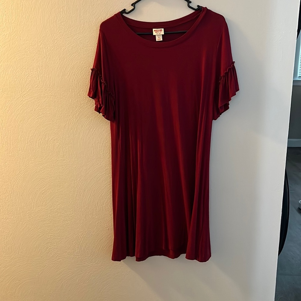 Maroon dress with ruffle sleeves